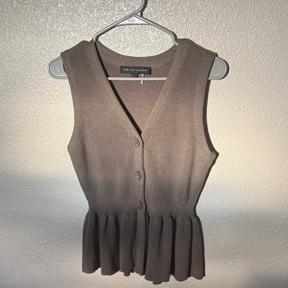 Brown knitted English Factory vest top